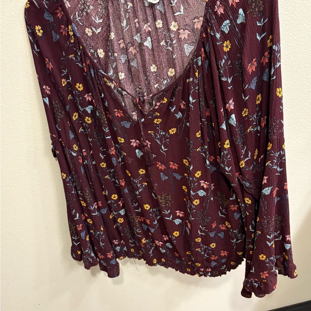 Aeropostale Burgundy Floral Blouse